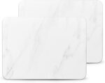 2 Pack Stone Dish Drying Mats for Kitchen Counter, Fast Dry, Super Absorbent Dish Drying Mat, Eco-Friendly Diatomaceous Earth Mat with Non-Slip Pad for Dishes Bottles Cups(16x12 Inch, White Marble)