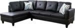 2-Piece Faux Leather L-Shaped Sectional Couch with Storage Ottoman, Large Modular Corner Upholstered Sofas w/Chaise Lounge for Living Room, Modern Deep Seat, Left Armrest, 97 in (Black)