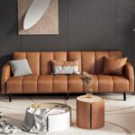 2 Seater Couch, 78" Faux Leather Sofa Bed with Deep Seats, Modern Loveseat for Living Room Apartment Lounge