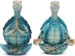 2Pcs Sea Turtle Meditating Yoga Statues Home Decor,Resin Zen Spiritual Figurine Ornaments Spring Garden Crafts Sculpture Decorations for Office Beach Room Bedroom Desktop Cabinets Shelf