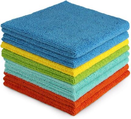 AIDEA Microfiber Cleaning Cloths-8PK, All-Purpose Cleaning Towels, Soft Absorbent Cleaning Rags Kitchen Towels, Lint Free Dusting Cloth for House, Kitchen, Car, Window, Gifts(12in.x 12in.)