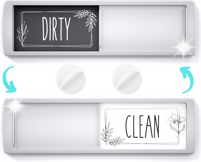 ASSURED SIGNS Stylish Clean Dirty Magnet Sign - 2 by 7 Inch - Ideal Clean Dirty Magnet for Dishwasher - Kitchen Organizer and Gadget - Nice Office, Home Farmhouse Decor - Dirty Clean Dishwasher Magnet