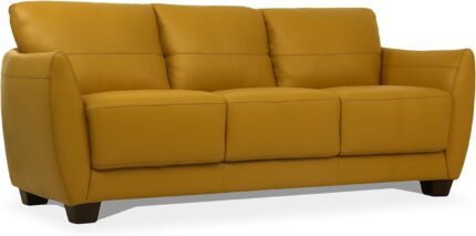 Acme Valeria Leather Sofa in Mustard