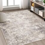 Area Rug Living Room Rugs - 5x7 Abstract Large Soft Indoor Washable Rug Neutral Modern Low Pile Carpet for Bedroom Dining Room Farmhouse Home Office - Brown