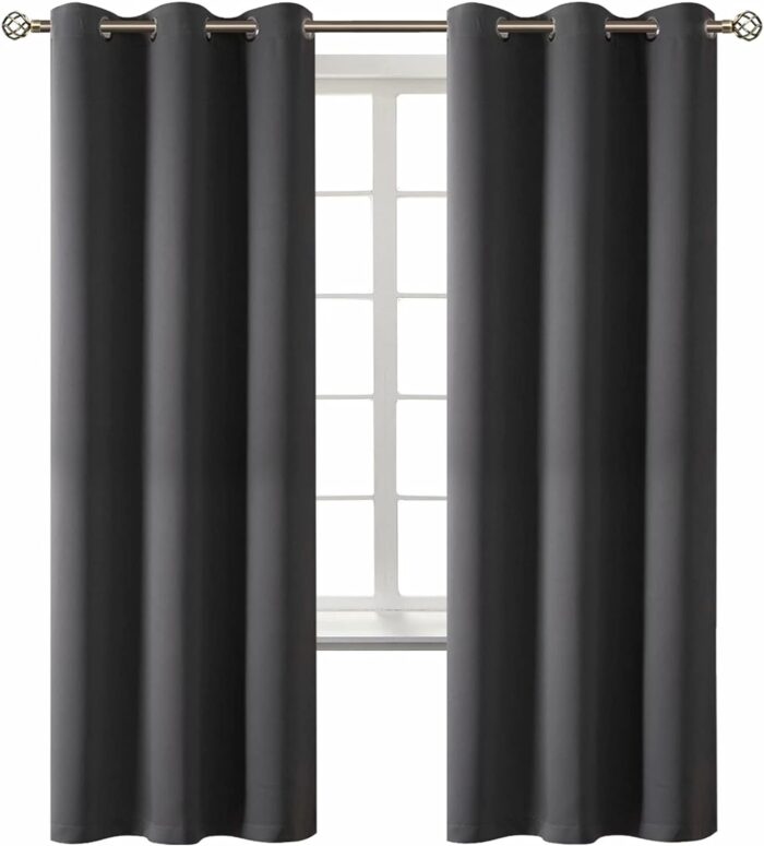 BGment Blackout Curtains - Grommet Thermal Insulated Room Darkening Bedroom and Living Room Curtain, Set of 2 Panels (42 x 72 Inch, Dark Grey)