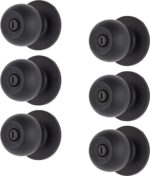 BRINKS – 6-Pack Matte Black Transitional Round Privacy Bedroom Door Knob – Privacy 6 Pack Matte Black Bed and Bath Flat Doorknob