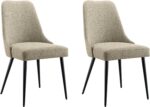 Ball & Cast Modern Kitchen Chair Upholstered Dining Chairs, Desk Chair Side Chair with Metal Legs, Brown Grey Set of 2