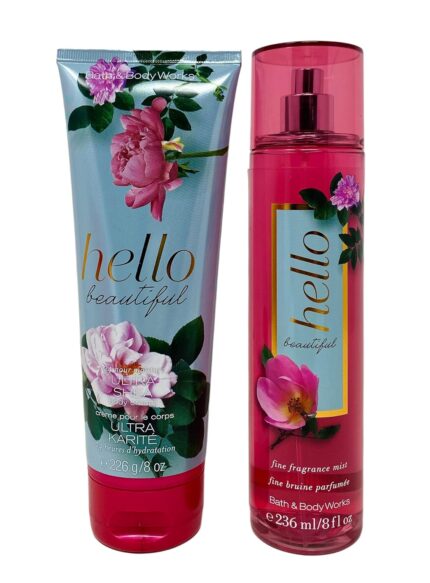 Bath & Body Works Bath and Body Works - Hello Beautiful - Gift Set - Fine Fragrance Mist & Body Cream - 2020 Full Size