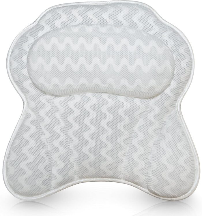 Bath Pillow Bathtub Pillow Back Neck Support Pillow, Spa Cushion for Tub, Relaxing Headrest Bath Pillow, Portable Washable Bathtub Accessories with 3D Air Mesh Thick Soft Bath Pillow