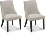 CHITA Farmhouse Dining Chairs with Nailhead Trim, Fabric High Back upholstered Chairs, Dining Room Chairs Set of 2,Linen