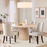 COLAMY Wingback Tufted Dining Chairs Set of 4, Uphostered Fabric Dining Room Chairs with Wood Legs, Living Room Side Chairs for Home Kitchen Resturant - Beige