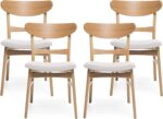 Christopher Knight Home Frederica Mid-Century Modern Dining Chairs (Set of 4), Light Beige, Natural Oak