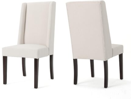 Christopher Knight Home GDFStudio Christopher Knight Home Rory Fabric Dining Chairs, 2-Pcs Set, Ivory / Brown