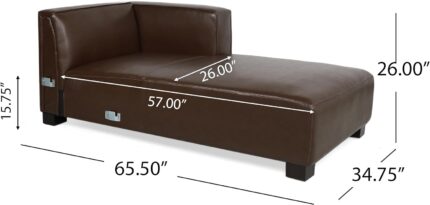 Convertible Modular Sectional Set 3 Seat Oversized L-Shaped PU Leather for Living Room Sofas, Dark Brown