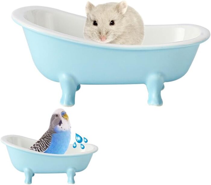 Cute Hamster Bed, Small Animal Ice Bathtub, Sand Bath Container Accessories Cage Toys, Ceramic Relax Habitat House, Sleep Pad Nest for Hamster, Food Bowl for Guinea Pigs/Squirrel/Chinchilla