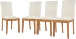 DAGONHIL Dining Chairs Set of 4, Modern Upholstered Fabric Dining Room Chairs, Armless Kitchen Chairs with Wood Legs and Padded Seat for Living Room, Bedroom, Kitchen (Beige)