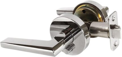 Designers Impressions Madison Design Contemporary Polished Chrome Privacy Euro Door Lever Hardware (Bed and Bath)