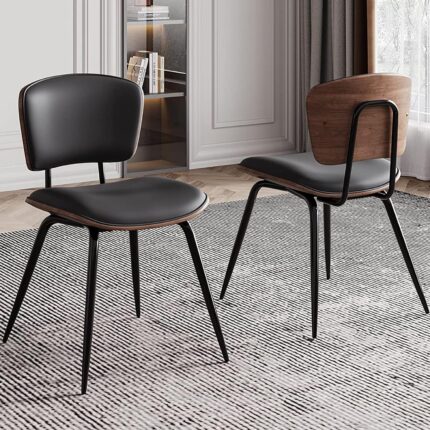 Dining Chair Mid Century Modern Dining Chairs for Kitchen Dining Living Room Chairs (Black, Pack of 2)