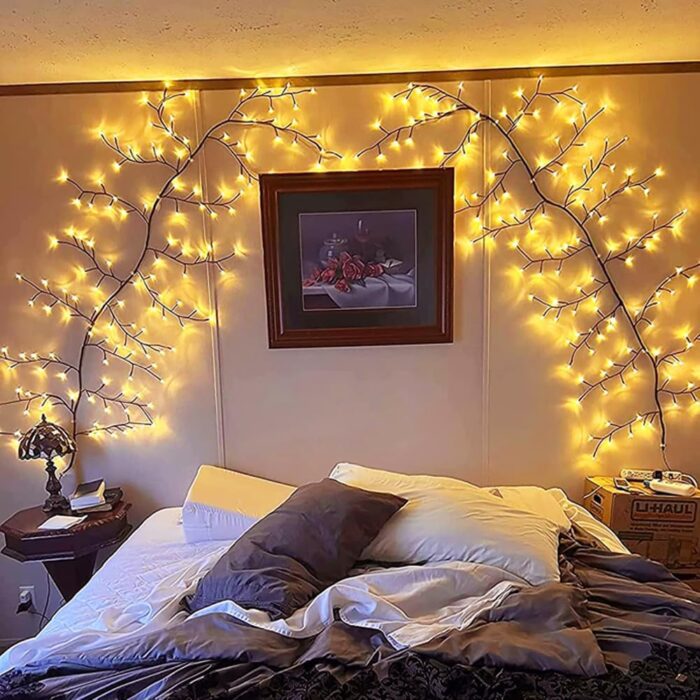 Enchanted Willow Vine Light, Christmas Decorations Flexible DIY Vines for Room Decor, 144 LEDs Artificial Plants Tree Branches,7.5FT Vines with Lights for Wall Bedroom Living Room Decor(1PCS)