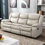 Familymill Breathable Leather Manual Reclining 3-Seat Sofa for Living Room