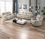 Familymill Breathable Leather Manual Reclining Sofa Sets with Recliner, Loveseat, and 3-Seat Sofa for Living Room