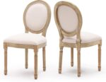 Furnimart French Country Dining Chairs Set of 2 Farmhouse Dining Chairs with Round Back and Solid Wood Legs, Wood Dining Chairs Set of 2 for Kitchen Dining Room Living Room (Beige)