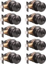 GOBEKOR 10 Pack Interior Privacy Door Knobs Oil Rubbed Bronze Keyless Locking Door Knob Bed and Bath Door Knobs Round Door Knob with Lock