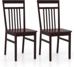 Giantex Wood Dining Chairs Set of 2, Kitchen Chairs with Solid Wood Frame, Armless Wooden Dining Side Chairs with Non-Slip Foot Pads, Farmhouse Slat Back Dining Room Chair, Walnut