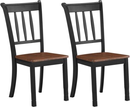 Giantex Wood Dining Chairs Set of 2, Solid Rubber Wood Armless Kitchen Chairs with Non-Slip Foot Pads, Easy to Assemble Dining Side Chair, Farmhouse Dining Room Chairs