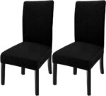 GoodtoU Chair Covers for Dining Room Set of 2, Stretch Parson Chair Slipcover Removable Washable Chair Protector for Home/Restaurant/Banquet,Funda Para Sillas de Comedor(Black, Set of 2)