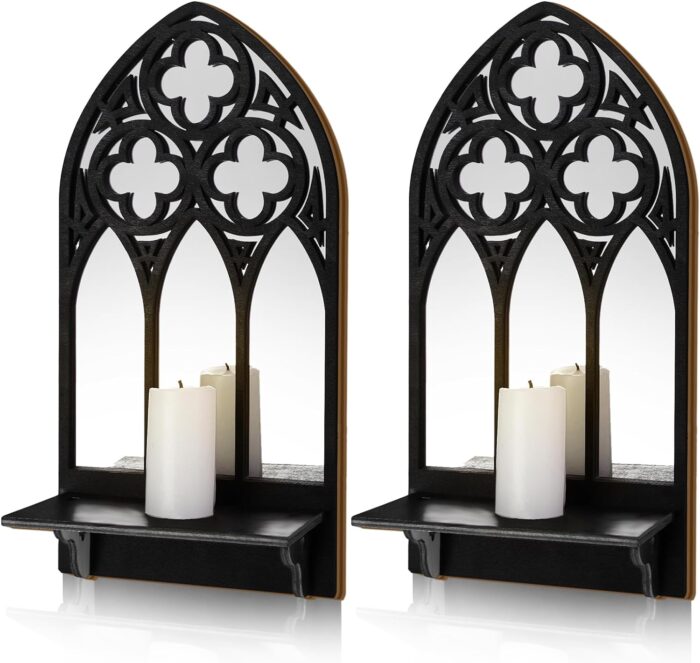 Gothic Sconces Wall Decor Set of 2, Arched Church Wall Sconces Decorative Gothic Wall Decor for Living Room, Bathroom, Dining Room