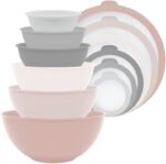 Gourmet Home Products 12 Piece Nested Polypropylene Mixing Bowl Food Storage Set with Lids - Outer Dusty Rose