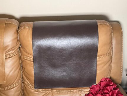 Headrest cover Premium Vinyl furniture slipcover furniture protector Tear resistant fade resistant sofas loveseats theater chairs office chairs recliners RV's (Chocolate Brown)