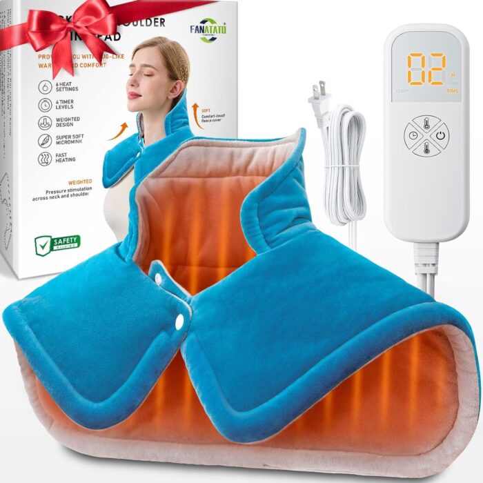 Heating Pad for Neck and Shoulders, Gifts for Men Dad Women Mom, Fathers Day Mothers Day Birthday Christmas Gifts, Weighted Neck Heating Pad for Pain Relief, 6 Heat Setting 2H Auto-Off Home Office