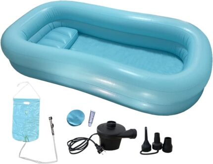 Inflatable Bathtub Medical for Shower Bed Bathing Elderly Bedridden Patients Full Body Bed Bath Water Basin for Bathing Home Care Medical Equipment Blow Up Bathtub Aids Disabled Bed Shower Accessories