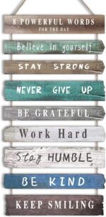 Inspirational Wall Art Decor for Office, Wooden Rustic Hanging Motivational Wall Art Decoration Sign, Inspiring Positive Quotes Wall Art for Home Living Room Bedroom Bathroom Classroom Gym 12"x24"