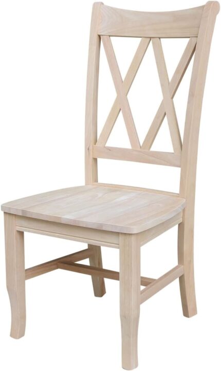 International Concepts Set of Two Double X-Back Dining Chair, 19.9"W x 22"D x 41.3"H, Wood Unfinished