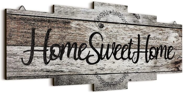 Jetec Home Sweet Home Sign, Rustic Wood , Large Farmhouse Home Plaque Wall Hanging Wooden Sign for Bedroom, Living Room, Wall, Wedding Decor (Gray)