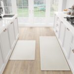 Kitchen Mat Set of 2 PCS, Cushioned Non Slip Rugs for Kitchen Floor, Absorbent Runner Comfort Standing Mats Washable for Kitchen, Office, Home, 17.3"x47"+17.3"x30" (Cream)