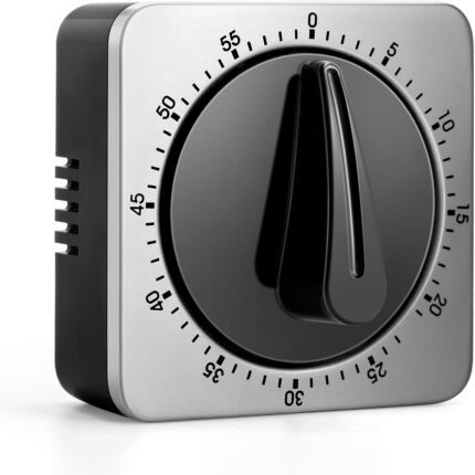 Kitchen Timers for Cooking, Chef Cooking Timer Clock with Loud Alarm, 100% Mechanical Desk Timer - No Batteries Required - Magnetic Backing, Exquisite Stainless Steel Body - Countdown Reminder