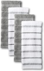 KitchenAid Albany Kitchen Towel 4-Pack Set, Grey/White, 16"x26"