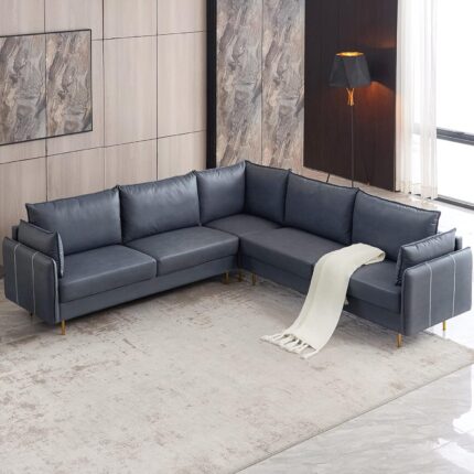 L Shape Couch Corner Sectional Sofa Modular Couch 5-Seats Technical Leather Fabric Sofa Couch for Living Room and Office