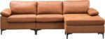 L Shaped Sofa Convertible Sectional Couch 3-Seat with Reversible Chaise for Living Room,L Shaped 97 inches Brown