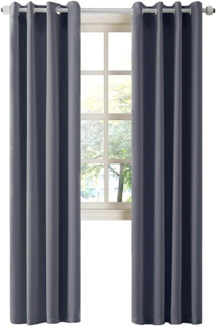 LA PALMA Thermal Insulated Blackout Darkening Grommet Living Room Curtains Window Drapes for Bedroom 2 Panels in 1 Set