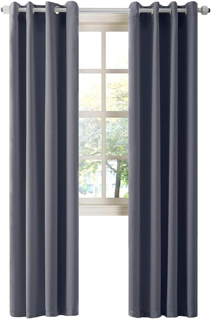 LA PALMA Thermal Insulated Blackout Darkening Grommet Living Room Curtains Window Drapes for Bedroom 2 Panels in 1 Set