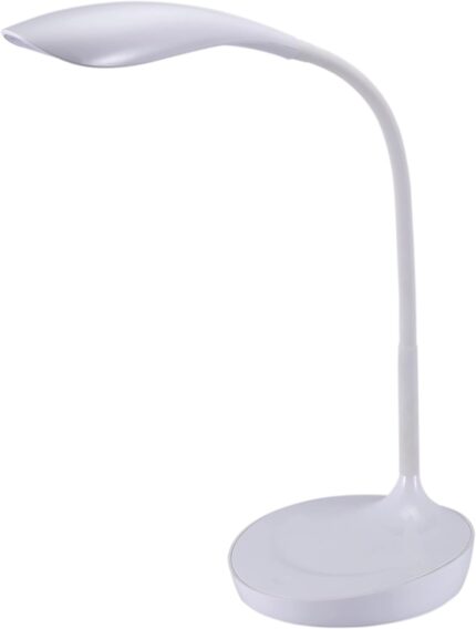 LED Gooseneck Desk Lamp with USB Charging Port, 3 Dimming Levels, Touch Control, White (VLED1502-WHITE)