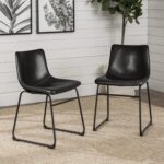 LEMBERI Faux Leather Dining Chairs Set of 2, 18 Inch Kitchen & Dining Room Chairs,Mid Century Modern Dining Chairs with Backrest and Metal Legs, Comfortable Upholstered Seat Chairs