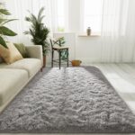 LOCHAS Ultra Soft Indoor Modern Area Rugs Fluffy Living Room Carpets for Children Bedroom Home Decor Nursery Rug 4x6 Feet, Gray