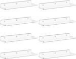 Lifewit Floating Shelves for Wall, 8 Pack Clear Acrylic Shelf 15" Room Decor for Bookcase/Vinyl Record Display/Photo/Picture in Bedroom, Living Room, Bathroom, Kitchen Storage and Organization