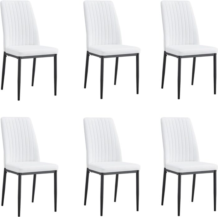 Modern Metal Dining Chairs Set of 6 with Pu Leather and Chrome Leg High Back,sillas de comedor for Dining Room,Kitchen,Living Room(WH-B-6)